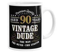 Aged 90 Years Vintage Dude The Man The Myth The Legend Funny B-Day Slogan 90th Birthday Gift Coffee Mug Tea Cup