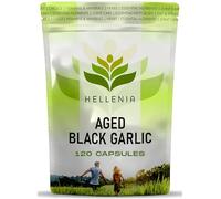 Aged Black Garlic 12,000mg - 120 Capsules | Black Garlic Bulb Extract 100:1 | Aged for Over 120 Days | Antioxidant and Cholesterol Support | Gluten Free - Made in The UK by Hellenia
