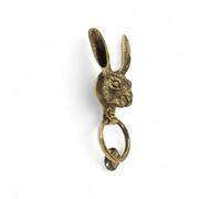 Aged Brass Hare Door Knocker Hammered Ring Animal Knockers Front Back Solid - AB Hardware