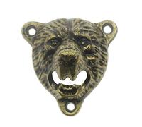 Aged Bronze Cast Iron Bottle Opener Wall Mounted with Retro Bear Head Grizzly Teeth Bite for Patio Farmhouse Garage Packed in Box