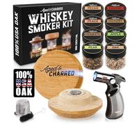 Aged & Charred Cocktail Smoker Kit with Torch & Wood Chips for Whiskey & Bourbon - Whiskey Gifts for Men - Old Fashioned Smoker Kit made of 100% Oak (Without Butane)