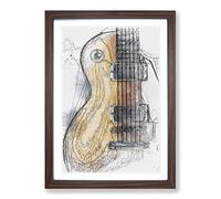 Aged Electric Guitar in Abstract Framed Print | A2 Walnut Framed Wall Art | Ready to Hang | Abstract Music Picture | Living Room Bedroom Lounge Office