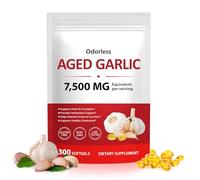 Aged Garlic Extract Capsules - Odourless Softgels, 15:1 Concentrated Formula, Equivalent to 7,500 mg Fresh Garlic, Non-GMO, Gluten Free, Daily Food Supplement
