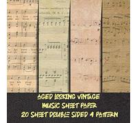 aged looking vintage music sheet paper 20 sheet double sided 4 pattern: decorative antique pads collection for crafting invitation & collage & ... - old music note craft paper for scrapbooking