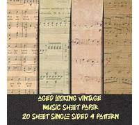 aged looking vintage music sheet paper 20 sheet single sided 4 pattern: decorative antique pads collection for crafting invitation & collage & ... - old music note craft paper for scrapbooking
