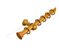 Aged Oak Wooden Curtain Poles - 240 cm, Fixed Length, Multi Finials, Beautiful Design, Stopper Finial 28 mm