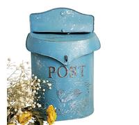 Aged Shabby Chic Wall Mounted Metal Mailbox, Decorative Mailboxes for House Outside, Secure Postbox with Envelope Slot, 11" x 4" x 16"(Green)