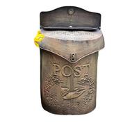 Aged Shabby Chic Wall Mounted Metal Mailbox, Decorative Mailboxes for House Outside, Secure Postbox with Envelope Slot, 11" x 4" x 16"(Bronze)