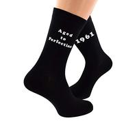 Aged to Perfection 1961 Printed on Mens Black Socks for 60th Birthday Present for 2021