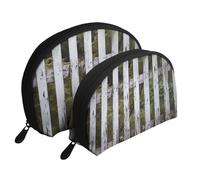 Aged White Fence Portable Shell Cosmetic Bag Set - Travel Makeup Organiser with Zipper & Inner Compartments