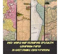 aged world map decoupage speciality scrapbook paper 20 sheet double sided pattern: Travel Map for Papercrafts & scrapbooking - Decorative Stationery ... collage art - Antique Old Ornate Pad Designs