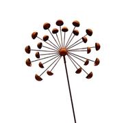 Aged Yard Ornament Metal Flower Stake Button Petal Soil Insert Decorative Accent for Containers Borders Walkside Garden Areas Cottage Single Piece 10.8 X 30.5 in Garden Sculpture Aged
