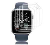 Agedate Pack of 4 Tempered Glass for Apple Watch 7/8/9 41 mm Screen Protector, Anti-Scratch, HD Clear TPU Apple Watch 9 41 mm Screen Protector, 3D Curved & Bubble-Free Film for 8