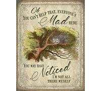 Agedsign Alice in Wonderland Decor Party Decorations Metal Quotes Poster Cheshire Cat Everyone's Mad Here Tin Signs 8x12 Inches