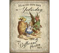 Agedsign Alice in Wonderland Decor Party Decorations Metal Quotes Poster It's No Use Going Back to Yesterday Tin Signs 8x12 Inches