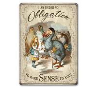 Agedsign Alice in Wonderland Poster Vintage Metal Tin Sign 8" x 12" Under no Obligation to Make Sense Quotes Decor Gifts for Girls Living Room Party Decorations