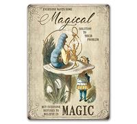 Agedsign Alice in Wonderland Poster, Vintage Metal Tin Sign Magical Solution Quotes Decor Gifts for Girls Living Room Party Decorations 12 x 8 inches
