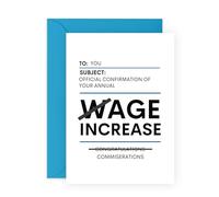 Ageing Joke Greeting Card - “Wage Increase” Memo - Funny Office Banter Card for Colleagues, Boss, Supervisor, Coworker, Teammate, Him, Her, Women, Men, Retiring - Comes with Fun Stickers