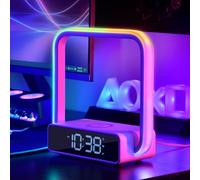 AGEK Bedside Lamp Wireless Charger, LED Table Lamp with Alarm Clock Dimmable RGB Bedroom Lamp for Kids Touch Control Reading Night Light for Bedroom, Living Room, Office
