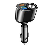 AGEK Car Charger Adapter USB C Cigarette Lighter Adapter,150W Socket Splitter With Voltage Display, 12V/24V Power Outlet Type Fast Charging iPhone Tablets GPS Dash Cam & More