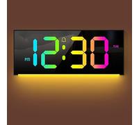 AGEK Digital Wall Clock Large Display, Alarm Clock with 12 RGB Colors Changing Remote Control, 13" LED Clocks with Night Lights for Living Room Bedroom Office Home Decor