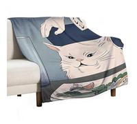 Ageksten Funny Japanese Anime Cat Throw Blanket Soft Lightweight Gifts for Children,men,women,birthday Gifts 100x130cm(40x50in)