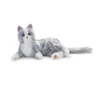 Ageless Innovation Joy For All Interactive Pet Cat - Lifelike & Realistic Companion with Soft Fur and Soothing Purrs, No Assembly Required - Silver Wi