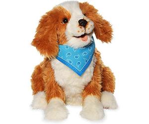 Ageless Innovation Joy For All Interactive Pet Dog - Lifelike & Realistic Companion with Soft Fur, Head and Tail Movements, Real-Feel Heartbeat and Two-Way Barkback Technology - Freckled Pup