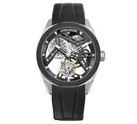 AGELOCER Manual Mechanical Watch for Men, Skeleton Tourbillon/Ceramics Case Sapphire Crystal/ 5ATM Waterproof/Rubber Starp Watches Gifts for Men, silver-ceramic, Modern