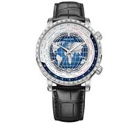 AGELOCER World Time Watch, Original 24 Time Zone Automatic Mechanical Watch for Men, Luxury Waterproof Leather Strap Dress Watches for Men Gift, Blue, Mechanical