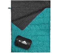 AGEMORE Cotton Flannel Double Sleeping Bag for Adults, Queen Size 2 Person Sleeping Bag for Camping Biking or Backpacking, Waterproof & Lightweight for Truck,Tent or campervan (Lake Blue/Black)