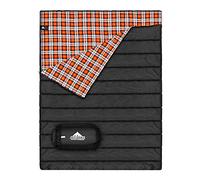 AGEMORE Cotton Flannel Double Sleeping Bag for Adults, Queen Size 2 Person Sleeping Bag for Camping Biking or Backpacking, Waterproof & Lightweight for Truck,Tent or camper van