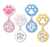 AGEN KGEN 4 Pack Retractable Nurse Watch for Nurses Doctors, Clip-on Hanging Lapel Nurse Watch Silicone Cover Brooch Fob Pocket Watch Badge Reel, Cat Paw