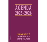 Agenda 2025 2026 Journalier A4 1 Page par Jour: en Francais , Année Universitaire Scolaire 25-26 pour Étudiants à l’Université / à la Faculté Fac , Août à Juillet , Rose