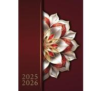 Agenda 2025 2026 Semainier A4: Planificateur hebdomadaire avec heures de juillet 2025 à juin 2026 (12 mois) - 1 semaine sur 2 pages - Couverture souple - Grand format A4 - Fleurs Mandala Rouges