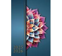 Agenda 2025 2026 Semainier A4: Planificateur hebdomadaire avec heures de juillet 2025 à juin 2026 (12 mois) - 1 semaine sur 2 pages - Couverture souple - Grand format A4 - Fleurs Mandala turquoise