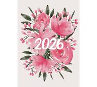 Agenda 2026: Fleurs Roses | Semainier (1 semaine sur 2 pages) Format A5 (15x21 cm) | Planning hebdomadaire vertical avec heures (7h-22h)
