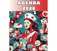 Agenda 2026 infirmier: image infirmière de luxe- semainier professionnel, 2 pages par semaine avec heures, format A4- lettrage stylisé-ifsi- infirmier