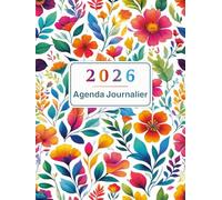 Agenda 2026 Journalier: Planificateur journalier 2026, 1 page par jour avec heure, de janvier à décembre , Format A4.