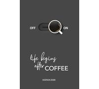 Agenda 2026 "Life begins after coffee": diario settimanale gennaio - dicembre 2026, 12 mesi, settimana su due pagine, layout verticale, interno minimal e funzionale