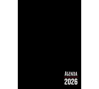 Agenda 2026: Noir | Semainier (une semaine sur deux pages) | Format A5 | 15x21 cm | Planning hebdomadaire vertical | Colonnes & horaires | Français