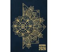 Agenda 2026 semainier - Mandala Bleu Marine & Or: 1 semaine sur 2 pages, 12 mois de Janvier à Décembre, Grand format A4 21 x 29,7 cm, Hebdomadaire Vertical en Français