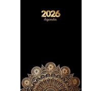 Agenda 2026 Semainier: Planificateur Hebdomadaire Avec Heures |1 semaine sur deux pages | Français | Format A5 | Mandala Noir Doré