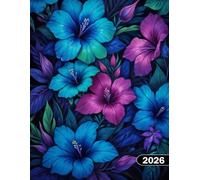 Agenda 2026 semana vista vertical a4 con horas: Planificador 12 meses vista semanal. Libro de citas con fecha y horario y espacio para notas y objetivos. Cuaderno español 365 dias