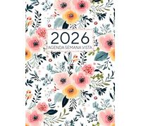 Agenda 2026 Semanal Vista: 1 semana en 2 páginas del 1 de enero al 31 de diciembre con festivos | Gran formato A4 Floral