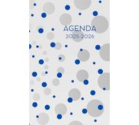 Agenda Adulte 2025-2026 - Pois - Bleu - Gris et blanc (12.85x19.84 cm) 1 page pour 2 jours