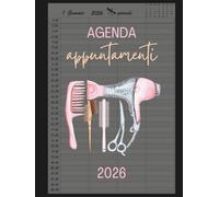Agenda appuntamenti 2026 : Parrucchieri 2026 giornaliera 4 Colonne | Un giorno per pagina | 12 mesi italiano da gennaio a dicembre 2026 Intervalli di 30 minuti A4.