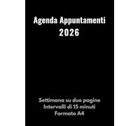 Agenda Appuntamenti 2026: Settimana su due pagine - 1 colonna per un dipendente - Dalle 7:00 alle 21:00 - Intervalli di 15 minuti - Grande formato A4