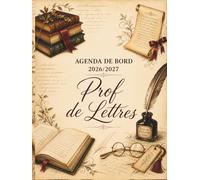 Agenda de bord 2026-2027 Prof de lettres : Cahier relevé de notes, pour 15 classes de 38 élèves | Carnet de bord professeur de lettres 2026 2027, ... & Planificateur de cours | Hebdomadaire A4