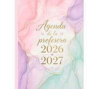 Agenda de la Profesora 2026-2027: El planificador ideal para docentes | Calendario escolar, planificación mensual, horario, control de asistencia, ... de notas | Elegante diseño Mármol Pastel